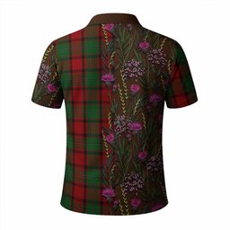 ScotsTee Shop Scottish MacPhail (McPhail) Family Crest Tartan Polo Shirt Scottish Thistle Flower Half Style