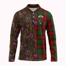 ScotsTee Shop Scottish MacPhail (McPhail) Family Crest Tartan Polo Shirt Scottish Thistle Flower Half Style