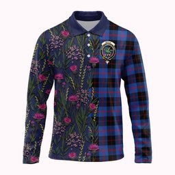 ScotsTee Shop Scottish Maule Family Crest Tartan Polo Shirt Scottish Thistle Flower Half Style