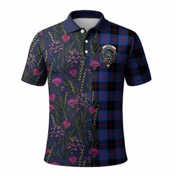 ScotsTee Shop Scottish Maule Family Crest Tartan Polo Shirt Scottish Thistle Flower Half Style