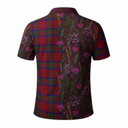 ScotsTee Shop Scottish MacGilvery (McGilvery) Family Crest Tartan Polo Shirt Scottish Thistle Flower Half Style