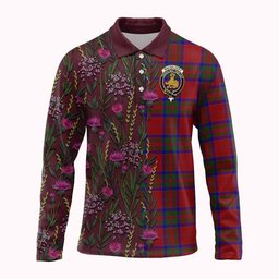 ScotsTee Shop Scottish MacGilvery (McGilvery) Family Crest Tartan Polo Shirt Scottish Thistle Flower Half Style