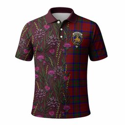 ScotsTee Shop Scottish MacGilvery (McGilvery) Family Crest Tartan Polo Shirt Scottish Thistle Flower Half Style