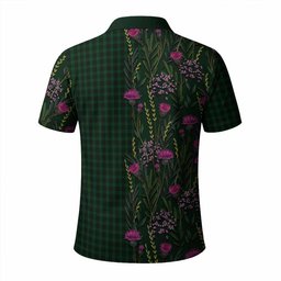 ScotsTee Shop Scottish Graham Family Crest Tartan Polo Shirt Scottish Thistle Flower Half Style