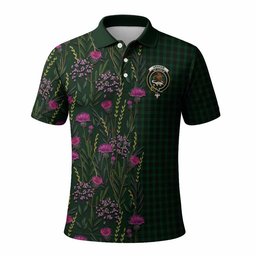 ScotsTee Shop Scottish Graham Family Crest Tartan Polo Shirt Scottish Thistle Flower Half Style