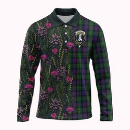 ScotsTee Shop Scottish MacCallum (McCallum) Family Crest Tartan Polo Shirt Scottish Thistle Flower Half Style