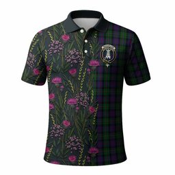 ScotsTee Shop Scottish MacCallum (McCallum) Family Crest Tartan Polo Shirt Scottish Thistle Flower Half Style