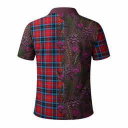 ScotsTee Shop Scottish MacTavish (McTavish) Family Crest Tartan Polo Shirt Scottish Thistle Flower Half Style
