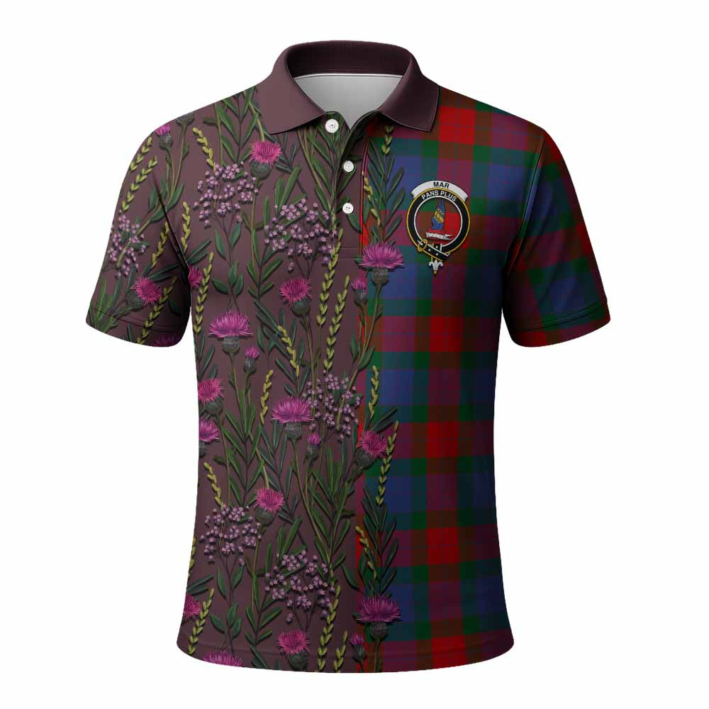 ScotsTee Shop Scottish Mar Family Crest Tartan Polo Shirt Scottish Thistle Flower Half Style