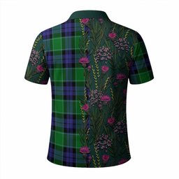 ScotsTee Shop Scottish Haldane Family Crest Tartan Polo Shirt Scottish Thistle Flower Half Style