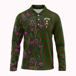 ScotsTee Shop Scottish Menzies Family Crest Tartan Polo Shirt Scottish Thistle Flower Half Style