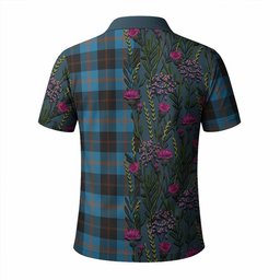 ScotsTee Shop Scottish Horsburgh Family Crest Tartan Polo Shirt Scottish Thistle Flower Half Style