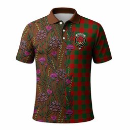 ScotsTee Shop Scottish Moncrieff (Moncreiffe) Family Crest Tartan Polo Shirt Scottish Thistle Flower Half Style