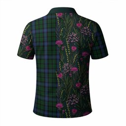 ScotsTee Shop Scottish MacIntyre (McIntyre) Family Crest Tartan Polo Shirt Scottish Thistle Flower Half Style