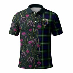 ScotsTee Shop Scottish Lammie Family Crest Tartan Polo Shirt Scottish Thistle Flower Half Style
