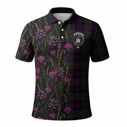 ScotsTee Shop Scottish MacDonald (McDonald) of Clanranald Family Crest Tartan Polo Shirt Scottish Thistle Flower Half Style