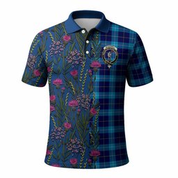 ScotsTee Shop Scottish McKerrell Family Crest Tartan Polo Shirt Scottish Thistle Flower Half Style