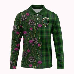 ScotsTee Shop Scottish MacArthur (McArthur) Family Crest Tartan Polo Shirt Scottish Thistle Flower Half Style