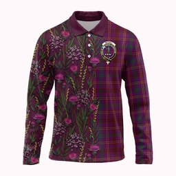 ScotsTee Shop Scottish McCall (Caithness) Family Crest Tartan Polo Shirt Scottish Thistle Flower Half Style