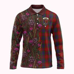 ScotsTee Shop Scottish Fraser Family Crest Tartan Polo Shirt Scottish Thistle Flower Half Style