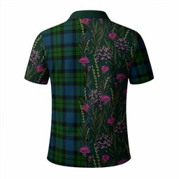 ScotsTee Shop Scottish MacKie (McKie) Family Crest Tartan Polo Shirt Scottish Thistle Flower Half Style