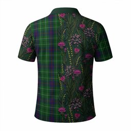 ScotsTee Shop Scottish Duncan Family Crest Tartan Polo Shirt Scottish Thistle Flower Half Style
