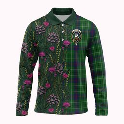 ScotsTee Shop Scottish Duncan Family Crest Tartan Polo Shirt Scottish Thistle Flower Half Style