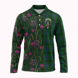 ScotsTee Shop Scottish MacKendrick (McKendrick) Family Crest Tartan Polo Shirt Scottish Thistle Flower Half Style