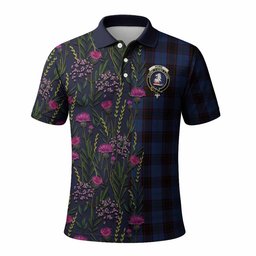 ScotsTee Shop Scottish Home (Hume) Family Crest Tartan Polo Shirt Scottish Thistle Flower Half Style