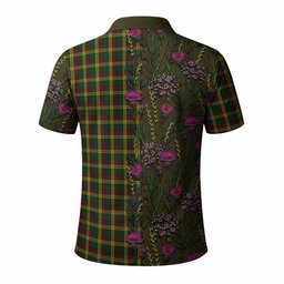ScotsTee Shop Scottish MacMillan (McMillan) Family Crest Tartan Polo Shirt Scottish Thistle Flower Half Style