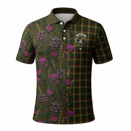 ScotsTee Shop Scottish MacMillan (McMillan) Family Crest Tartan Polo Shirt Scottish Thistle Flower Half Style