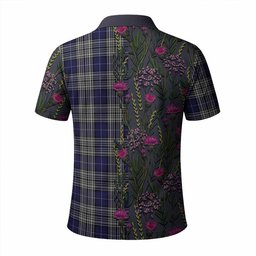 ScotsTee Shop Scottish Napier Family Crest Tartan Polo Shirt Scottish Thistle Flower Half Style