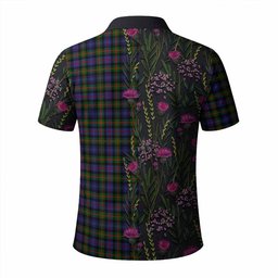 ScotsTee Shop Scottish Fleming Family Crest Tartan Polo Shirt Scottish Thistle Flower Half Style