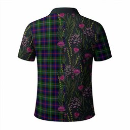 ScotsTee Shop Scottish Malcolm Family Crest Tartan Polo Shirt Scottish Thistle Flower Half Style