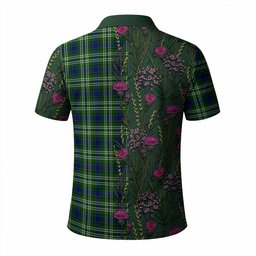 ScotsTee Shop Scottish Learmonth Family Crest Tartan Polo Shirt Scottish Thistle Flower Half Style