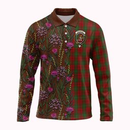 ScotsTee Shop Scottish MacAulay (MacAuley) Family Crest Tartan Polo Shirt Scottish Thistle Flower Half Style