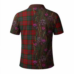 ScotsTee Shop Scottish MacLean (McLean) Family Crest Tartan Polo Shirt Scottish Thistle Flower Half Style