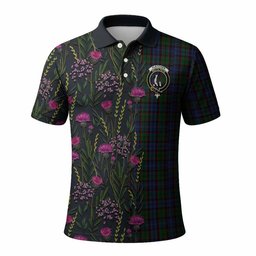 ScotsTee Shop Scottish Fletcher Family Crest Tartan Polo Shirt Scottish Thistle Flower Half Style