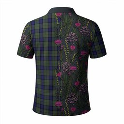 ScotsTee Shop Scottish MacLaren (McLaren) Family Crest Tartan Polo Shirt Scottish Thistle Flower Half Style