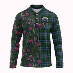 ScotsTee Shop Scottish Forsyth Family Crest Tartan Polo Shirt Scottish Thistle Flower Half Style