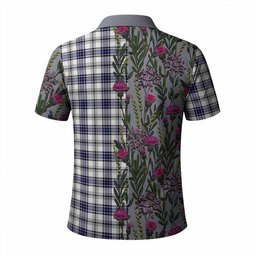 ScotsTee Shop Scottish Hannay Family Crest Tartan Polo Shirt Scottish Thistle Flower Half Style