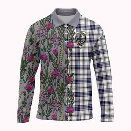 ScotsTee Shop Scottish Hannay Family Crest Tartan Polo Shirt Scottish Thistle Flower Half Style