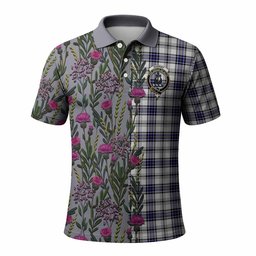 ScotsTee Shop Scottish Hannay Family Crest Tartan Polo Shirt Scottish Thistle Flower Half Style