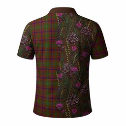 ScotsTee Shop Scottish Lumsden Family Crest Tartan Polo Shirt Scottish Thistle Flower Half Style