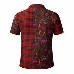 ScotsTee Shop Scottish Matheson Family Crest Tartan Polo Shirt Scottish Thistle Flower Half Style