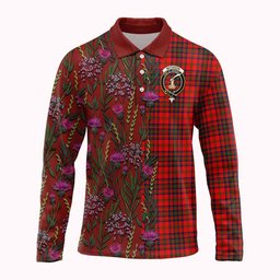 ScotsTee Shop Scottish Matheson Family Crest Tartan Polo Shirt Scottish Thistle Flower Half Style