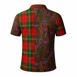 ScotsTee Shop Scottish Gartshore Family Crest Tartan Polo Shirt Scottish Thistle Flower Half Style