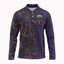 ScotsTee Shop Scottish MacLaine (McLaine) Family Crest Tartan Polo Shirt Scottish Thistle Flower Half Style