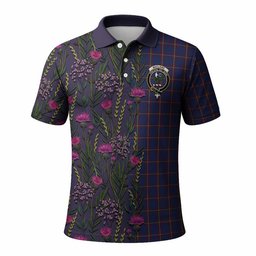 ScotsTee Shop Scottish MacLaine (McLaine) Family Crest Tartan Polo Shirt Scottish Thistle Flower Half Style