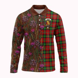 ScotsTee Shop Scottish Fairlie Family Crest Tartan Polo Shirt Scottish Thistle Flower Half Style